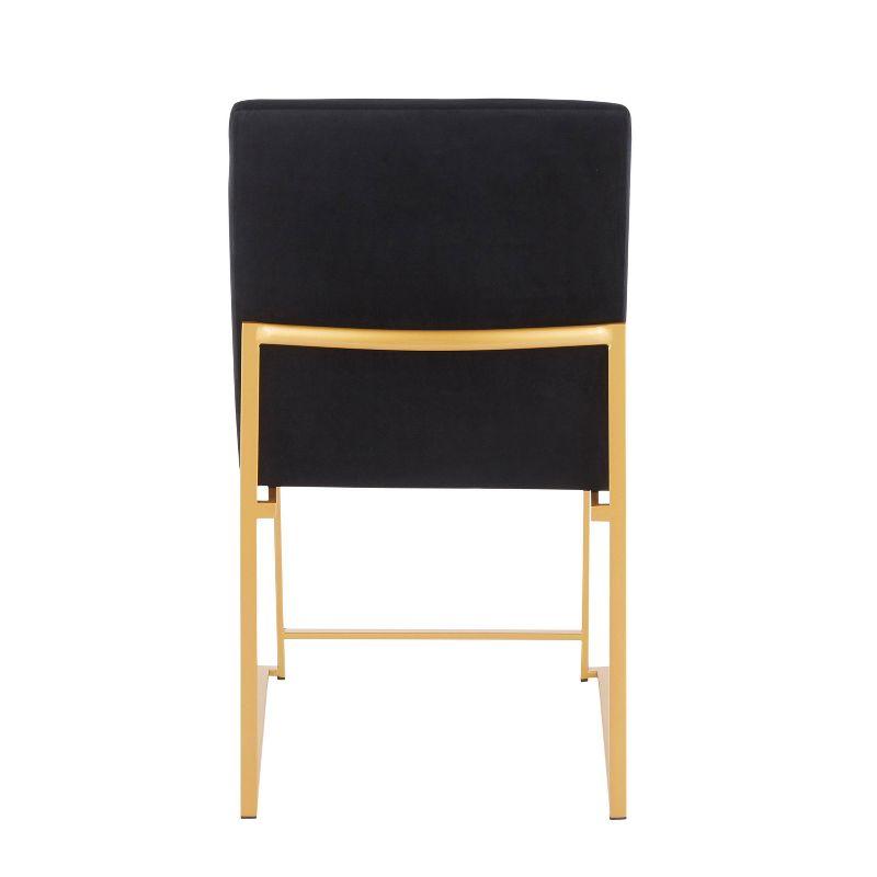 Set of 2 High Back Fuji Contemporary Dining Chairs Gold/Black Velvet - LumiSource: Upholstered, Metal Legs, Chrome-Plated Finish