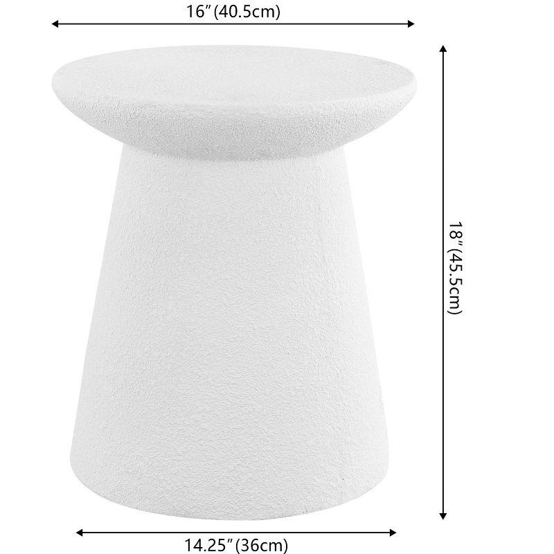 Hollie 18" Minimalist Modern Drum Accent Table Pedestal, White Frosted - JONATHAN Y