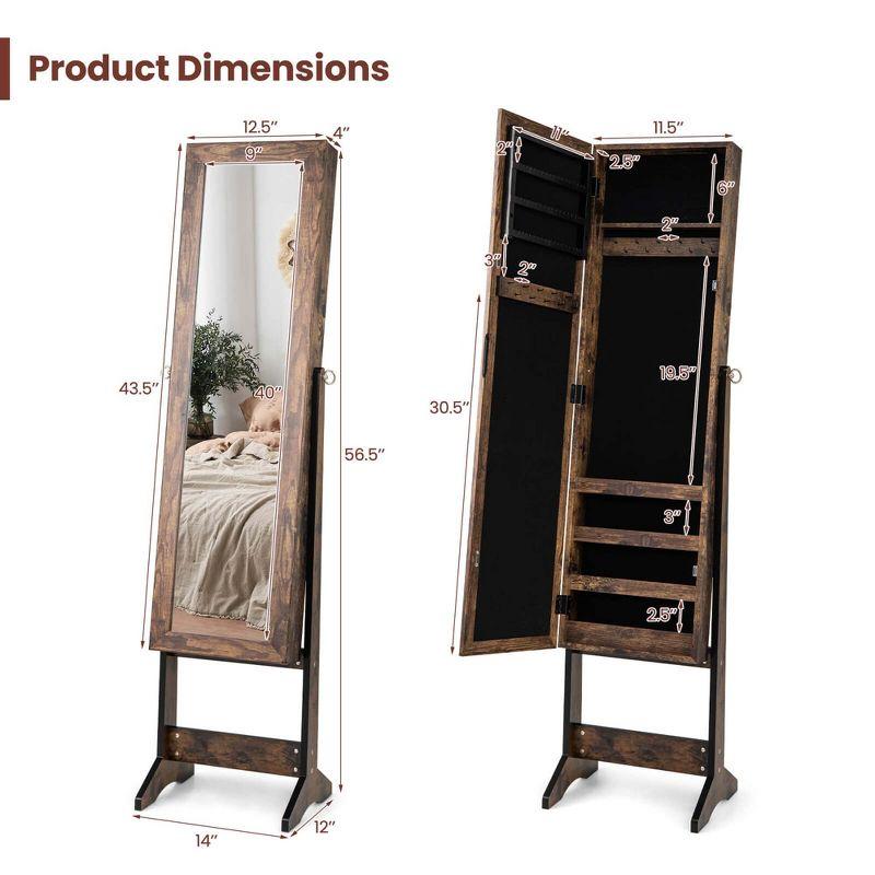 Costway Jewelry Mirrored Cabinet Armoire Organizer Storage Box with Stand Christmas Gift Coffee