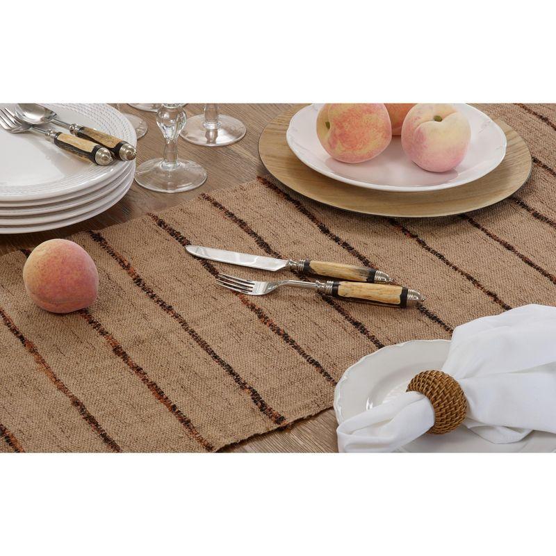 Natural Cotton Striped Oblong Table Runner, 16 x 72 in