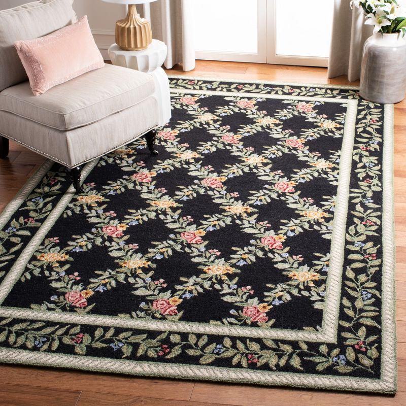 Chelsea Black Floral Hand-Knotted Wool Area Rug