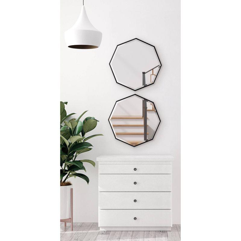 Kate & Laurel All Things Decor 18" x 18" Rhodes Hexagon Wall Mirror Black: Modern Octagon, No Assembly, Wall Mount