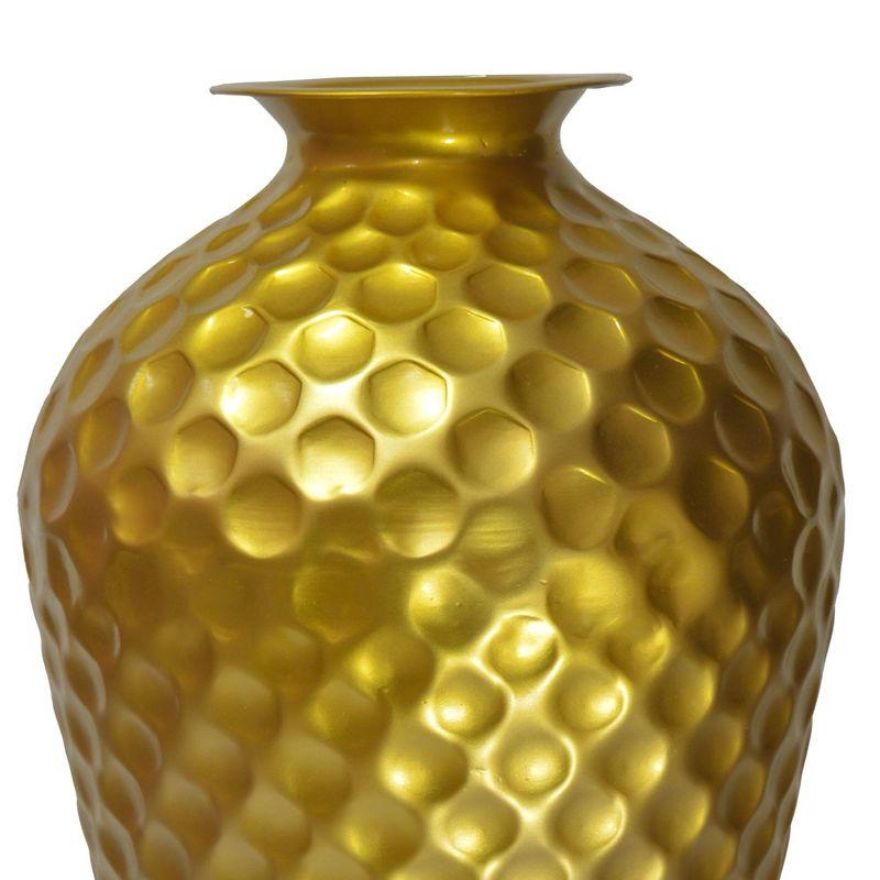 Uniquewise Decorative Bottle Shape Modern Gold Metal 25-Inch-Tall Honeycomb Hammered Design Floor Flower Vase for Entryway, Living Room or Dining Room