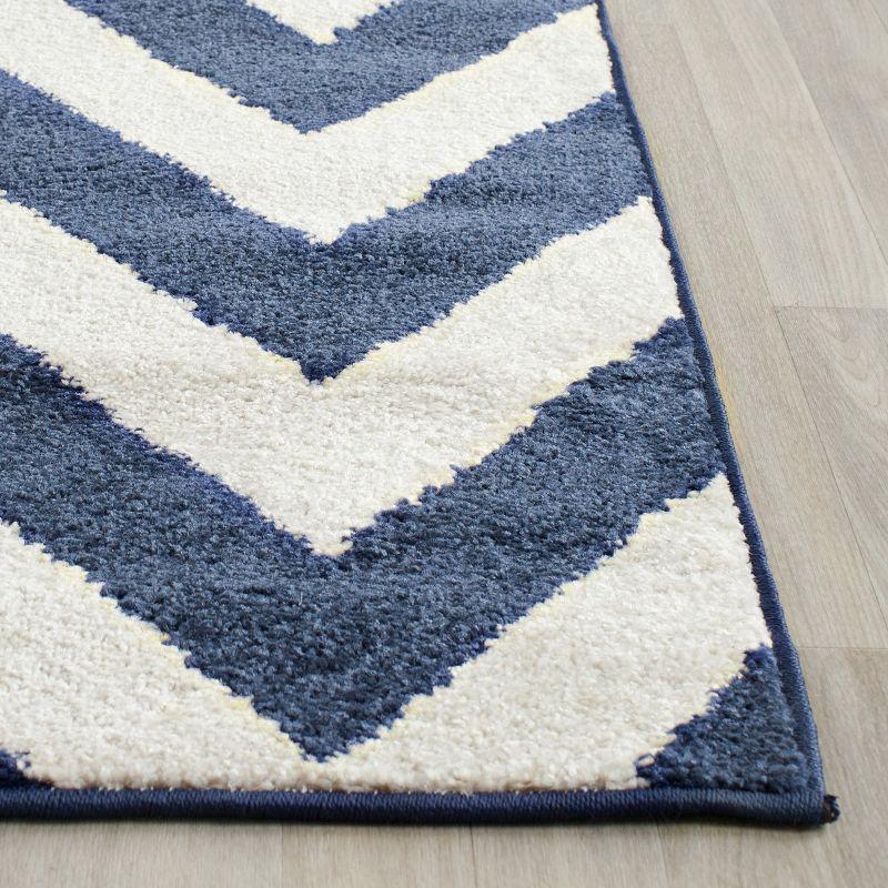 Navy & Beige Hand-Knotted Reversible Cotton Area Rug 4' x 6'