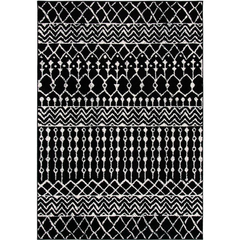 Tulum TUL270 Power Loomed Area Rug - Black/Ivory - 5'3"x7'6" - Safavieh.