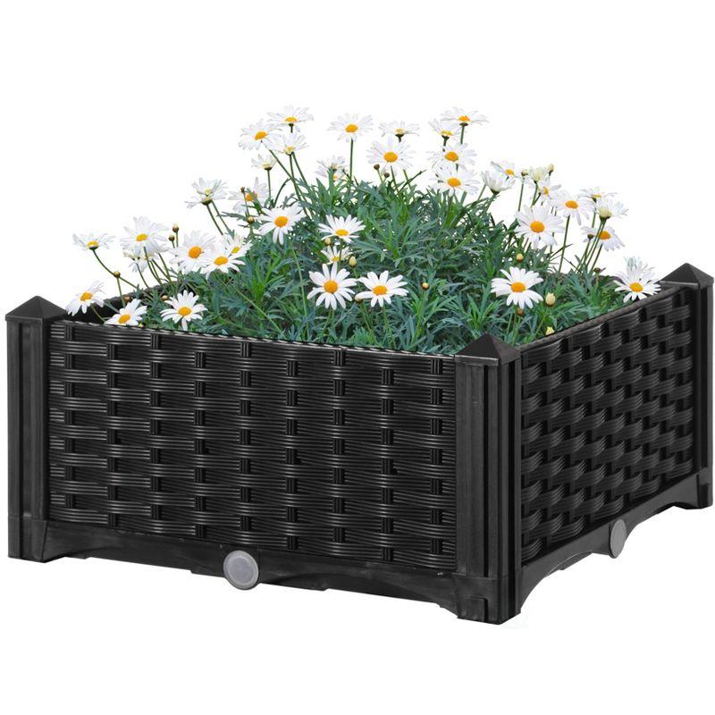 Black Rattan Raised Garden Bed Planter Box