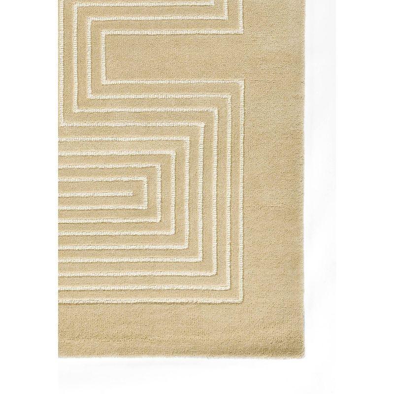 Momeni 3'6"x5'6" Simba Geometric Handtufted Area Rug Beige: Wool, Medium Pile, Abstract Pattern, Indoor Use