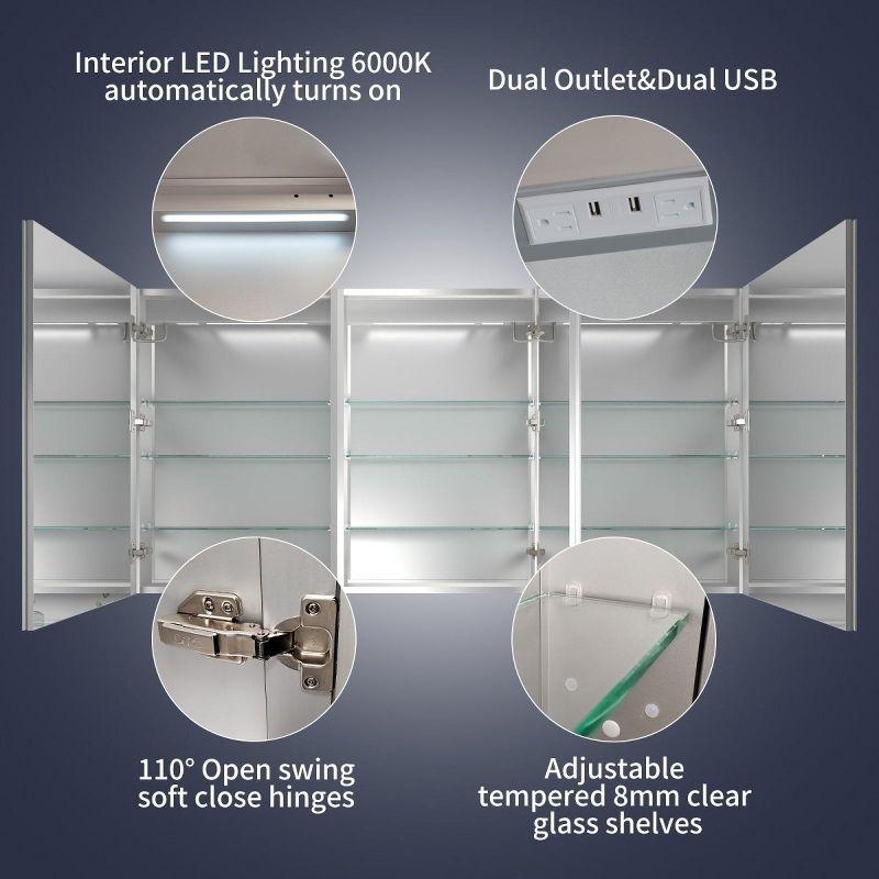 Rim 72" W x 36" H LED Lighted Medicine Cabinet Recessed Surface Mirror Modern, 72"W x 36"H