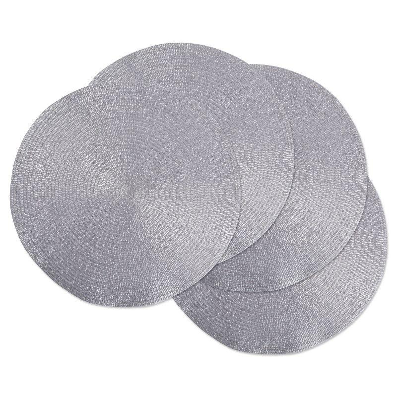 Set of 4 Metallic Round Woven Placemat Silver - Design Imports: Polypropylene, Indoor/Outdoor, Easy Clean