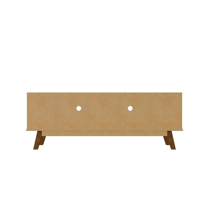 Marcus Mid-Century Modern 5 Shelf TV Stand: Solid Pine Legs, Cable Management - Manhattan Comfort