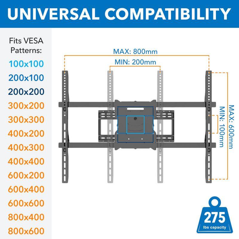 Mount-It! Full Motion TV Wall Mount with 39 Inch Long Extension Arms, Heavy Duty Dual Arm TV Mount Fits 65 to 110 Inch TVs & Fits 16 and 24 Inch Studs