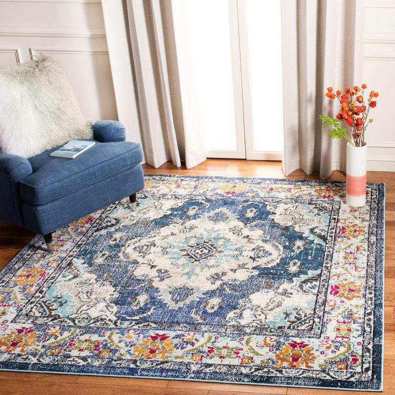 Monaco MNC243 Power Loomed Area Rug - Navy/Light Blue - 4'x4' - Safavieh.