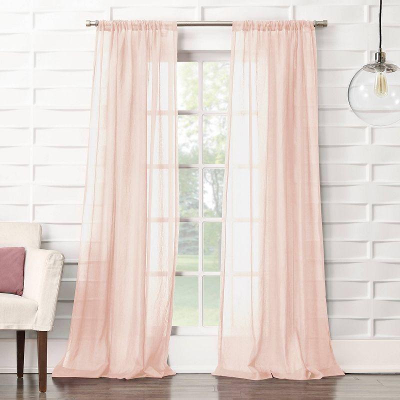 Blush Sheer Polyester Rod Pocket Curtain Panel, 50" x 63"