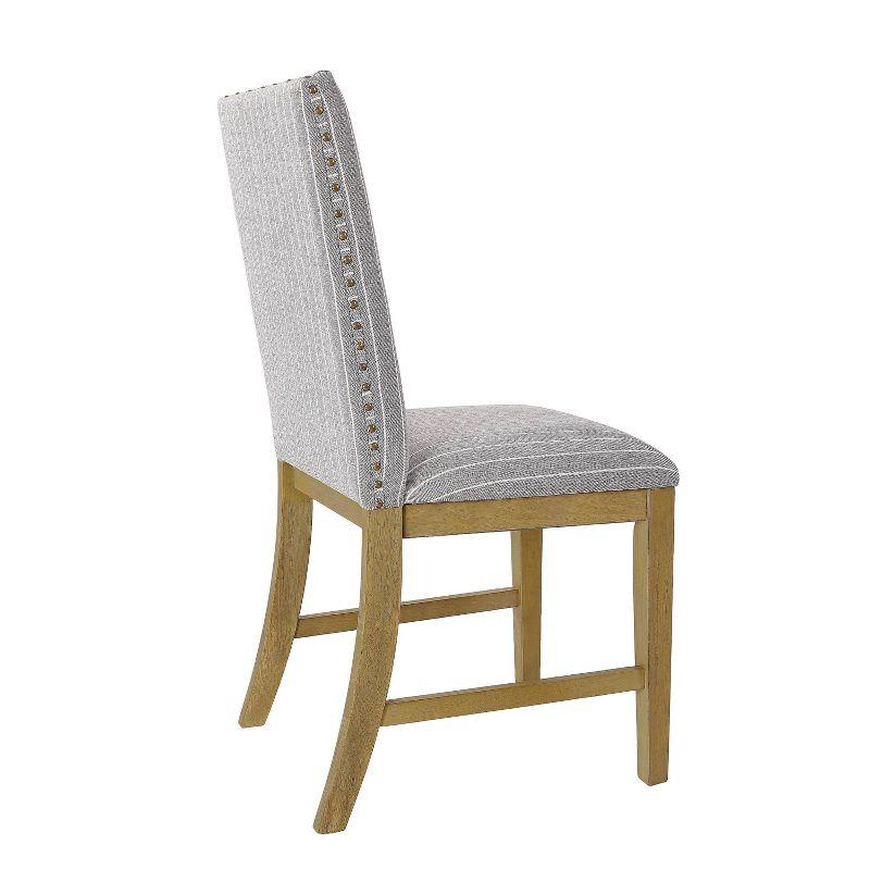 Light Grey Upholstered Linen Parsons Side Chair Set with Wood Frame