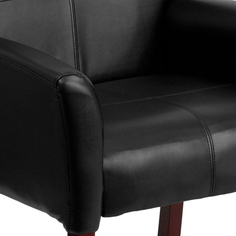 Emma and Oliver Leather Executive Side Reception Chair with Mahogany Legs