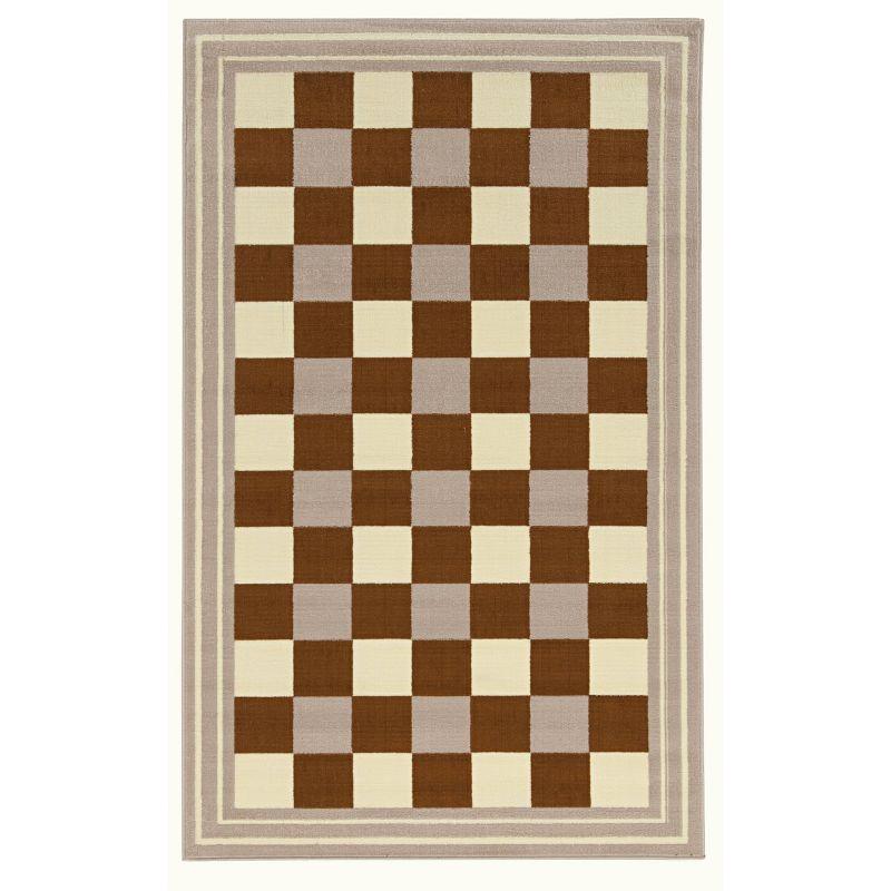 Elegant Beige Buffalo Check Tufted Rectangular Rug