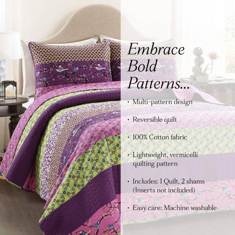 3pc King Royal Empire Quilt Set Plum - Lush Décor: Reversible Bedspread, OEKO-TEX Certified