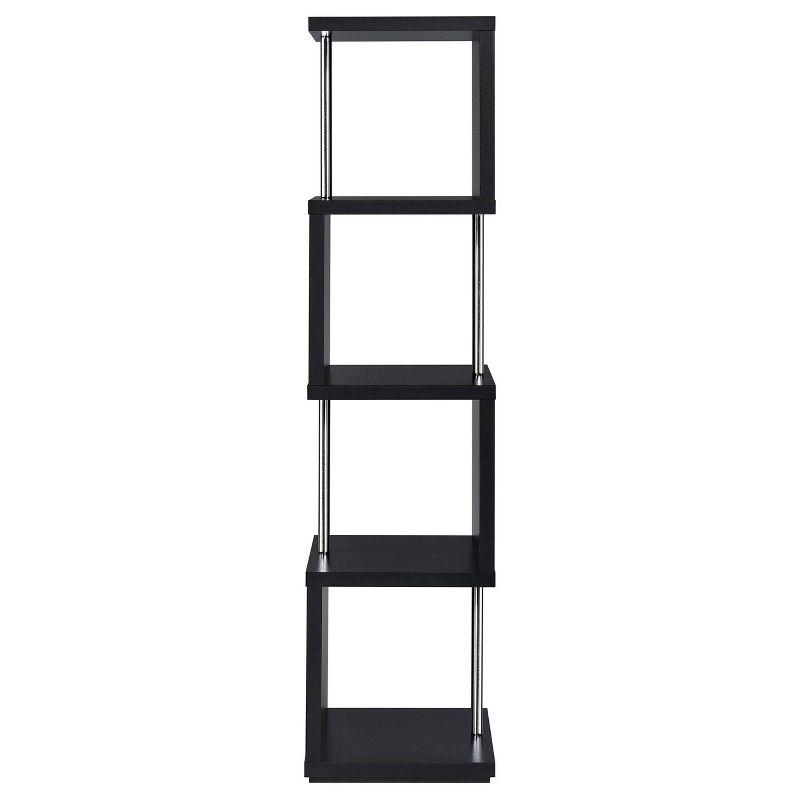 Baxter 4 Shelf Zig Zag Bookcase with Chrome Details - Coaster