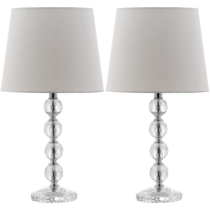 Nola 16" Clear Crystal Ball Table Lamp Set with White Shades