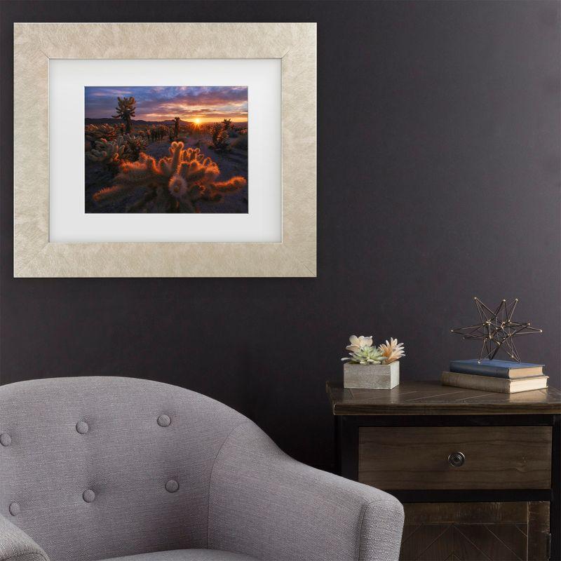 Champagne Framed Desert Sunset Canvas Print for Nursery