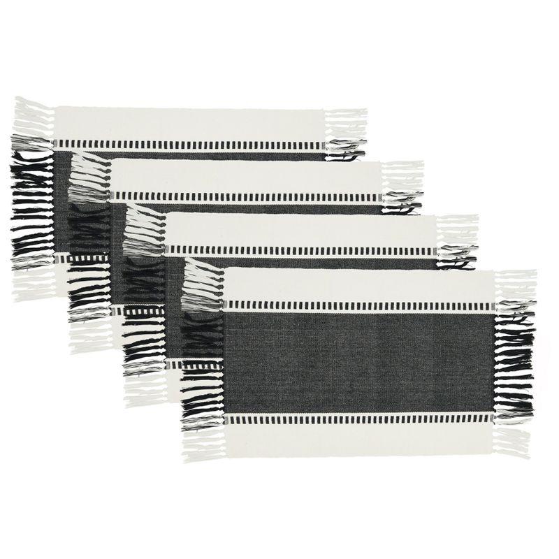 Saro Lifestyle Tassel Trimmed Stripe Placemat (Set of 4)