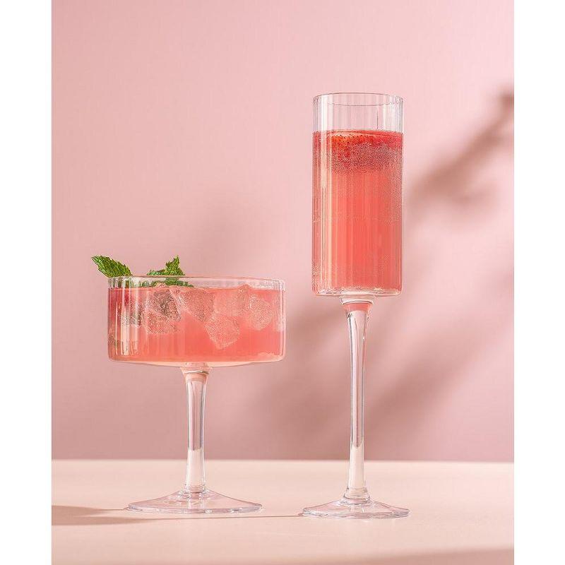 JoyJolt Elle Fluted Coupe Martini Glasses, 10oz (Set of 2)