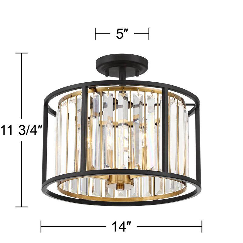 Bronze Brass Crystal Drum Semi Flush Mount Ceiling Light