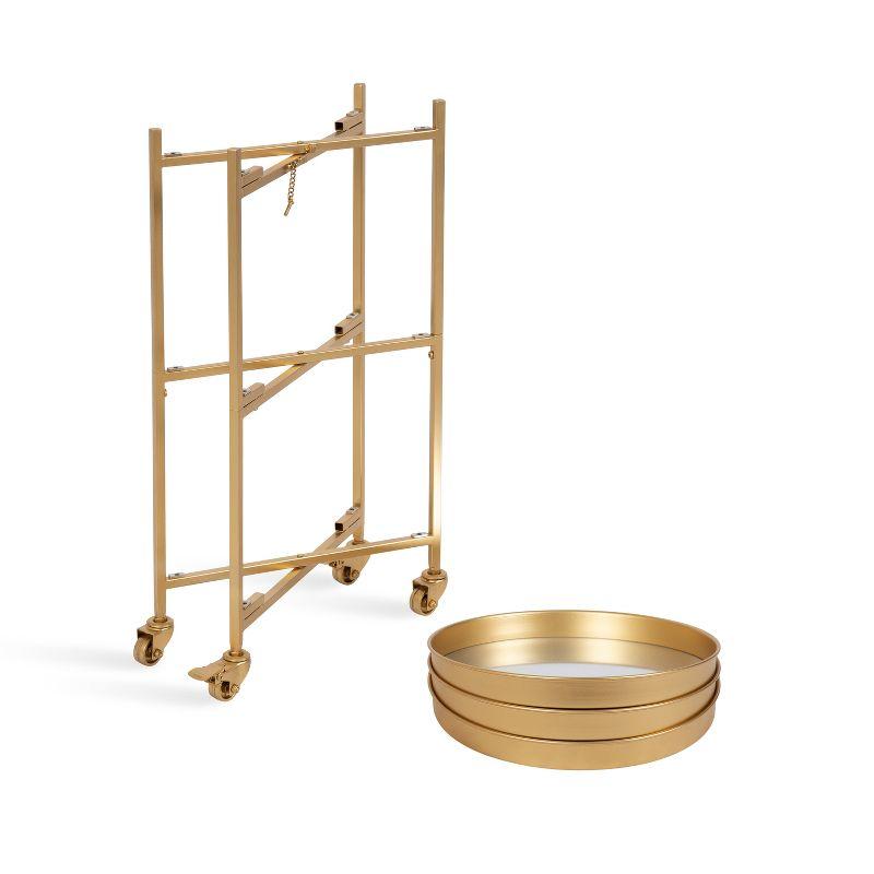 Kate and Laurel Celia Round Metal Bar Cart, 15.25x15.25x28.25, Gold