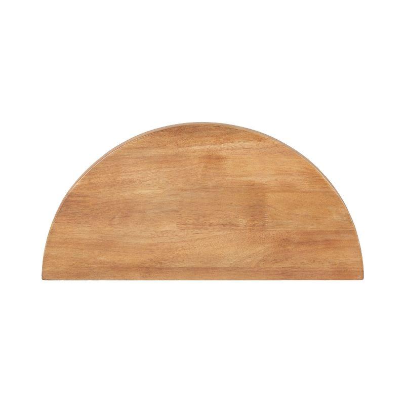 Natural Brown Half-Circle Wood Floating Wall Shelf