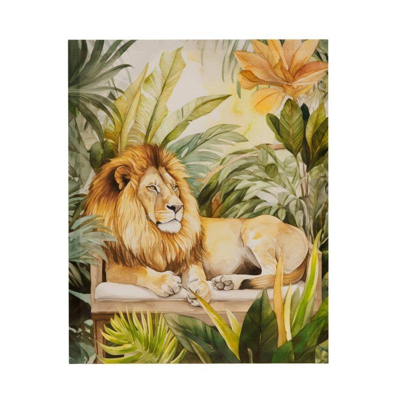 Majestic Lion in Jungle Green Canvas Wall Art