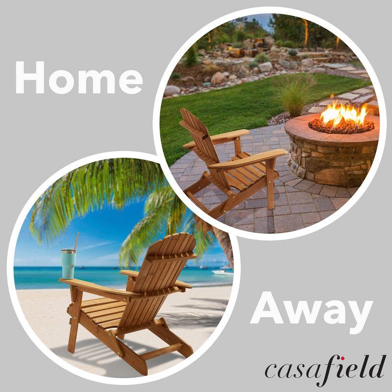 Casafield Folding Wooden Adirondack Chair, Pre-Assembled Backrest