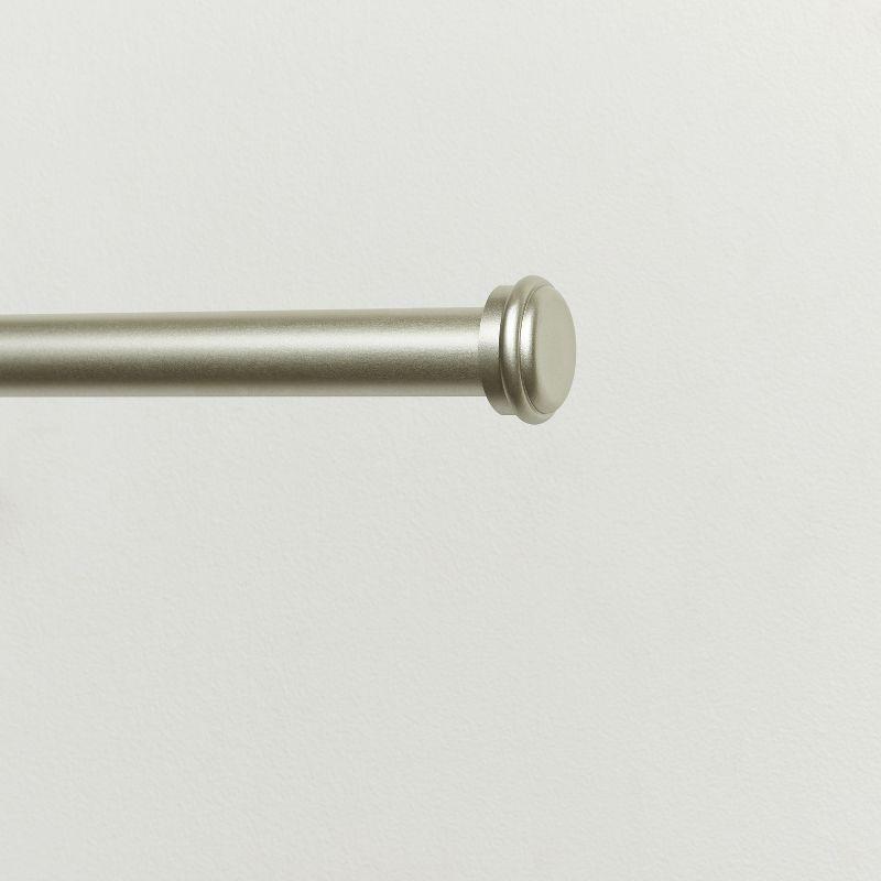 EXCLUSIVE HOME Topper 1" Curtain Rod and Coordinating Finial Set, Matte Silver, Adjustable 36"-72"