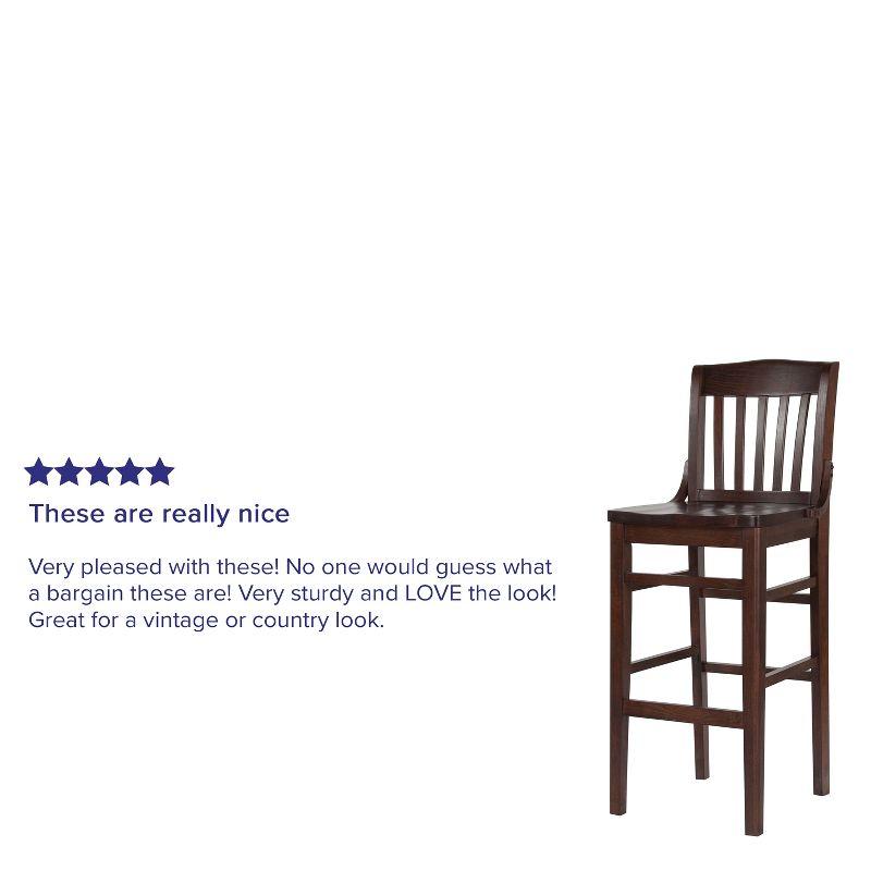 Flash Furniture HERCULES Series School House Back Walnut Wood Restaurant Barstool
