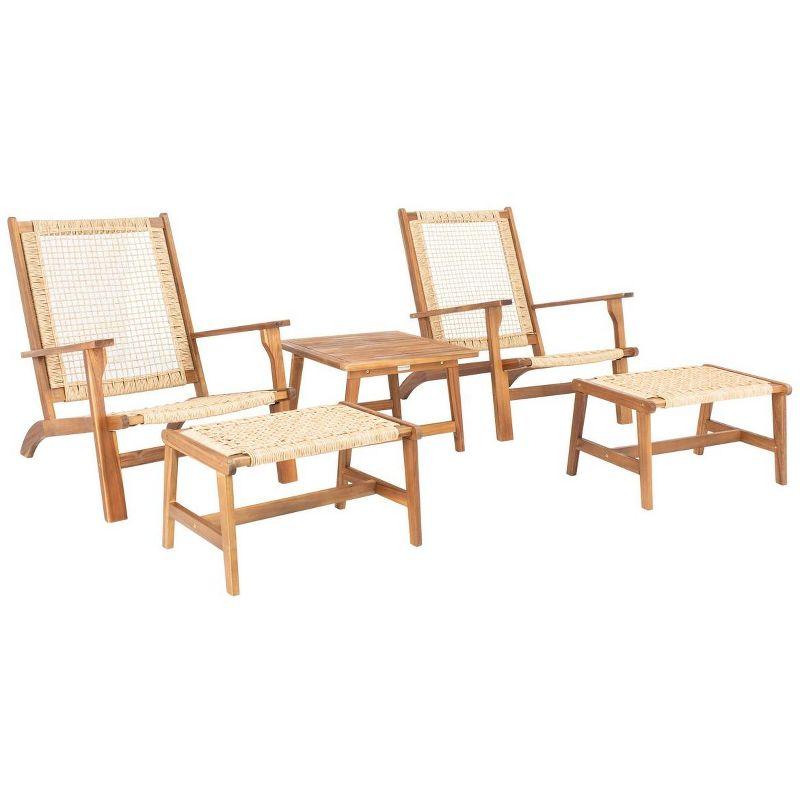 Chantelle Natural Acacia and Rattan 5-Piece Patio Set