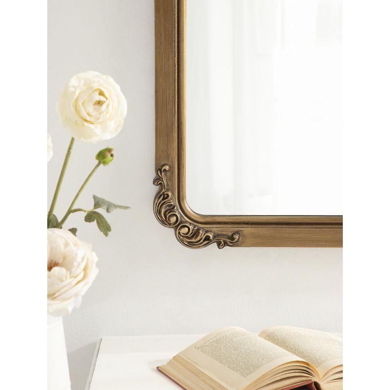 Elegant Ivette Gold Rectangular Mirror with Baroque Garland Detail, 25x35