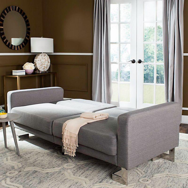 Contemporary Gray 76'' Metal Frame Sleeper Sofa Bed