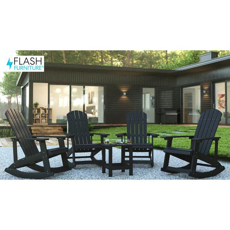 Beachcrest Home™ Longmire Set of 4 Poly Resin Adirondack Rocking Chairs with 1 Side Table