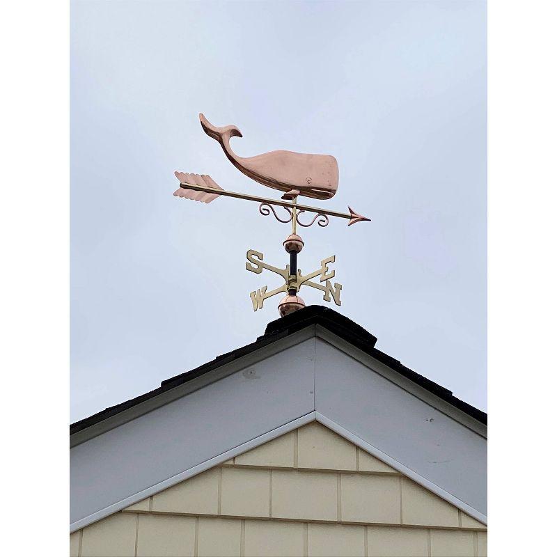 Circa 1860 Pure Copper Whale Weathervane with Brass Directionals