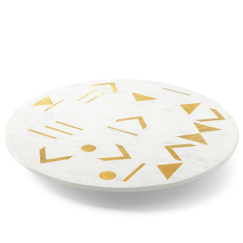 Olympia White Marble and Gold Lazy Susan 16"