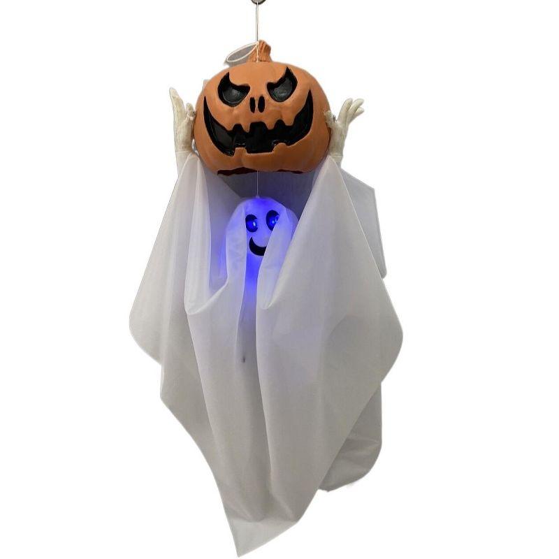 35-Inch Animated Ghost and Jack-O-Lantern Hanging Decoration