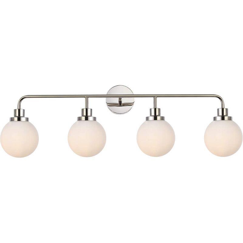 Elegant Lighting Hanson 4 lights bath sconce in polished nickel with frosted shade
