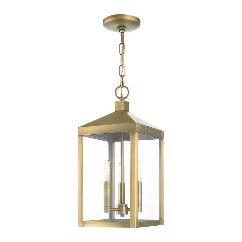 3 Light Outdoor Pendant Lantern with Clear Glass Shade