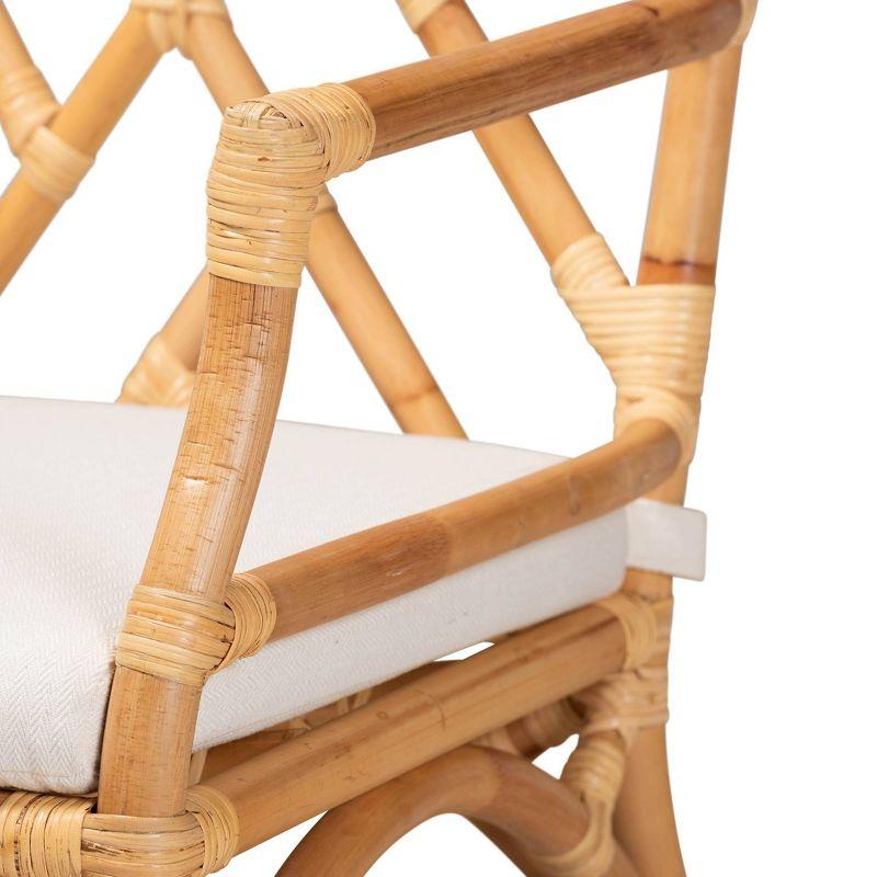 Delta Rattan Armchair Natural/White: Handmade, Geometric Backrest - bali & pari