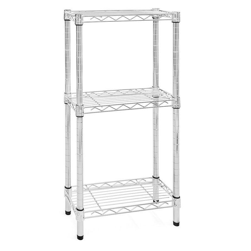 Chrome 3-Tier Adjustable Wire Shelving Unit, 8"D x 24"W x 34"H