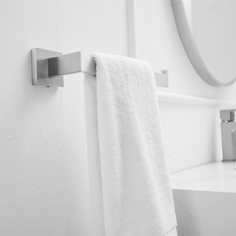 BWE 4-Piece Bath Hardware Set with Towel Bar Hand Towel Holder Toilet Paper Holder Towel Hook Square