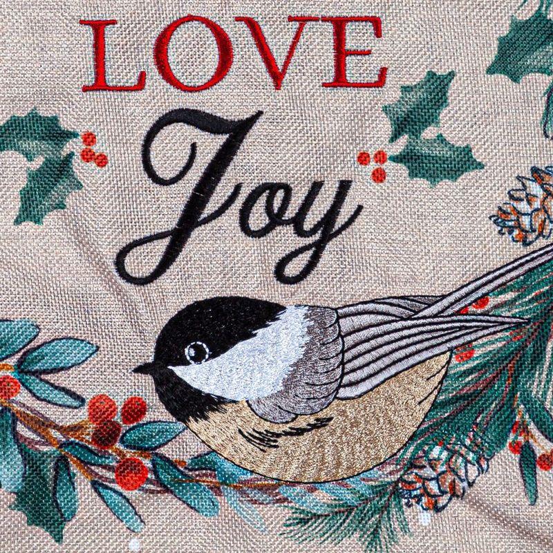 Chickadee Wreath Burlap Double Sided Indoor Outdoor Decor 18" x 12.5"