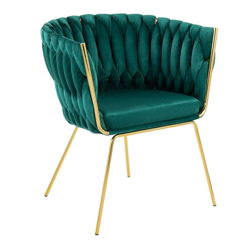 Green Velvet Barrel Accent Chair with Gold Metal Legs