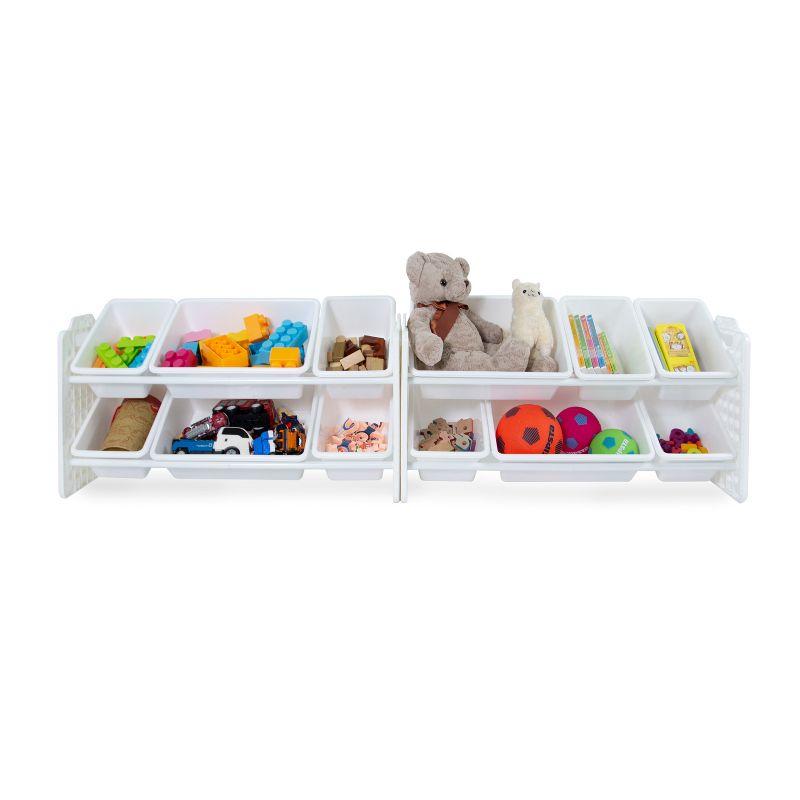 UNiPLAY Toy Organizer With Removable Storage Bins, Multi-Bin Organizer for Books, Building Blocks, School Materials, Toys with Baseplate Board Frame