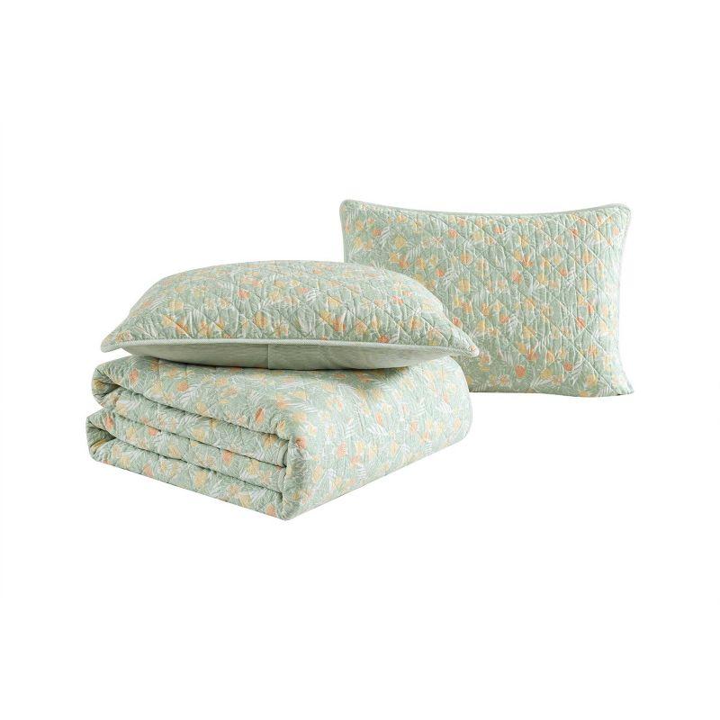 Tommy Bahama Pineapple Bloom Cotton Reversible Green Quilt Set