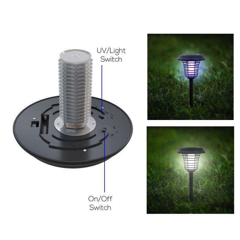 Black Solar LED Bug Zapper Outdoor Light